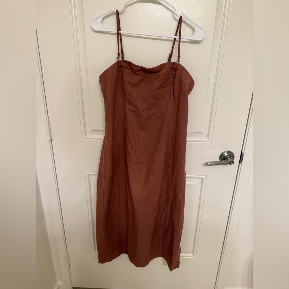 Abercrombie & Fitch Brown Spaghetti Strap/Strapless Linen Dress